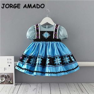 Robe d'été pour bébé fille, manches courtes bouffantes, style Lolita, princesse bleue, vêtements pour enfants, E9258 210610