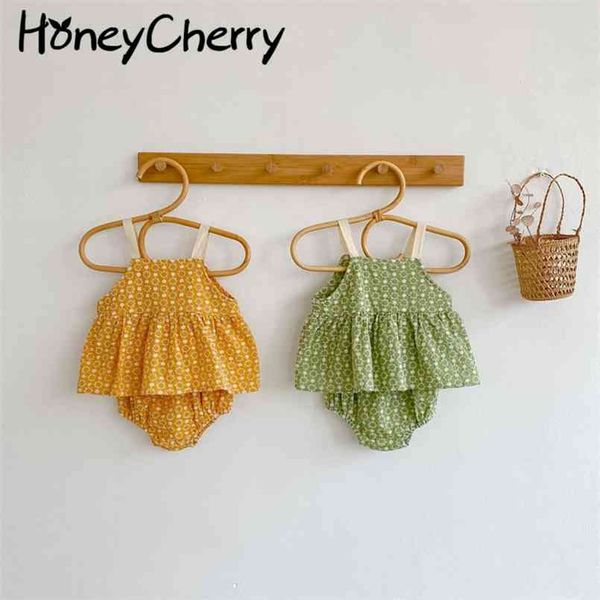 Summer Baby Girl Imprimer Halter Top + Shorts 2 ensembles de vêtements de mode ensemble de vêtements 210702