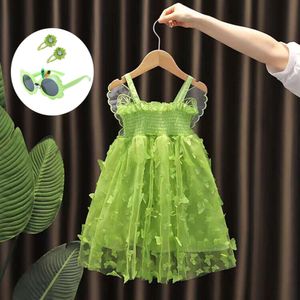 Été pour bébés filles princesse habillée en fantaisie brillant cloche fée des enfants fête d'anniversaire cothes enfants robes vertes l2405