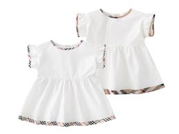 Sommer Baby Mädchen Prinzessin Kleider Baumwolle Kinder Reißverschluss Kurzarm Kleid Nettes Mädchen Plaid Rock Kleidung3294439