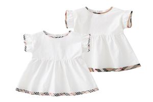 Été bébé filles robes de princesse coton enfants zipper robe à manches courtes mignonne fille à plaid vêtements 9906061