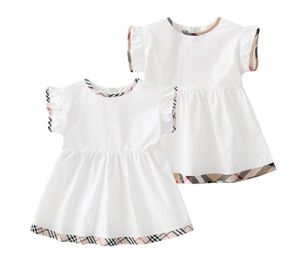 Robes d'été de princesse pour petites filles, en coton, avec fermeture éclair, manches courtes, jupe mignonne à carreaux, vêtements pour enfants, 5625917