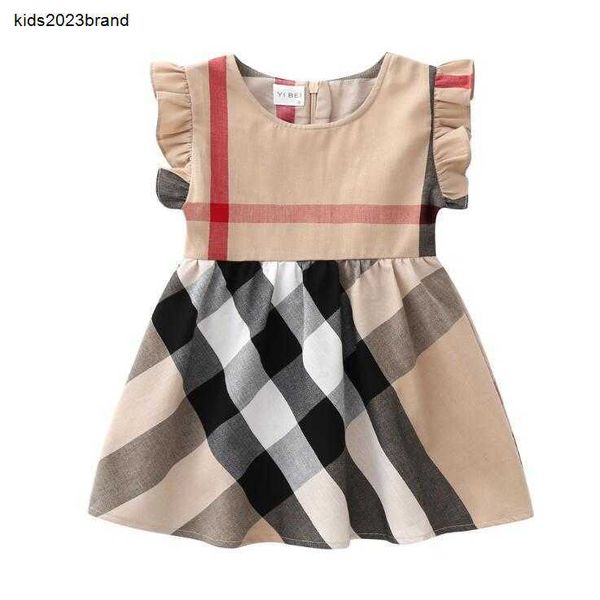 Robes d'été de princesse pour bébés filles, robe gilet sans manches, en coton, jupes à carreaux pour enfants de 1 à 7 ans, 2036