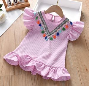 Été pour bébés filles volonèmes Spaghetti Robe mignonne filles princesse courte jupe design de créateur chemise chemise robeses pour enfants
