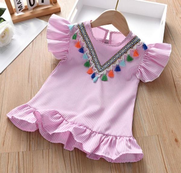 Été pour bébés filles volonèmes Spaghetti Robe mignonne filles princesse courte jupe design de créateur chemise chemise robeses pour enfants