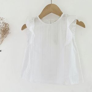 Zomer baby meisjes mouwloze t-shirt kinderen kinderen meisje vliegmouw shirt kleding 210429