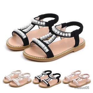 Été bébé filles enfant en bas âge infantile enfants perle cristal unique princesse chaussures romaines sandales pour enfants fille noir