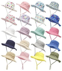 Chapeau de bébé d'été pour filles garçons enfants seau de protection solaire printemps automne voyage casquette de plage chapeaux de soleil avec corde coupe-vent 20 couleurs B0529A10