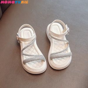 Zomer Baby Kid Flats Mode Feestjurk Strand Schoenen Outdoor Peuter Strass Zachte Zool Meisjes Prinses Sandalen Veelzijdig 240307