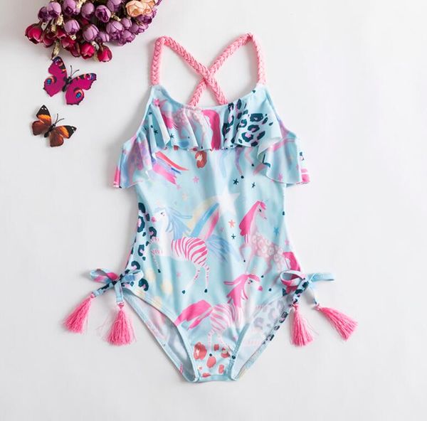 Traje de baño estampado de una pieza para bebé de verano para niñas, Bikini de playa, traje de baño, trajes de baño bonitos de dibujos animados para niños