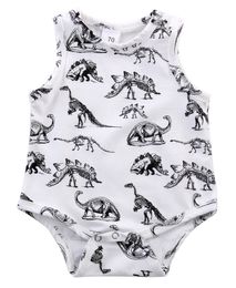 Zomer baby romper baby baby meisje jongen kleding dinosaurussen gedrukt mouwloze rompertjes bodysuit zonnekut katoen uit een stuk outfits kinderkleding