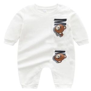 Diseñador de mamelucos de bebé de algodón para niña y niño, ropa con estampado de letras de oso lindo, monos para recién nacidos, pijamas