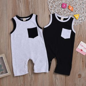 Été Bébé Sans Manches Barboteuses Vêtements Nourrissons Solide Couleur Doux Coton Gilet Combinaisons Boutique Enfants Casual Combinaison Vêtements M2000