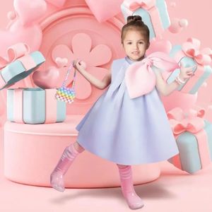 Été bébé espagnol Lolita princesse robe de bal arc sans manches conception anniversaire baptême Eid fête filles mignonnes gilet robe A2763 240318