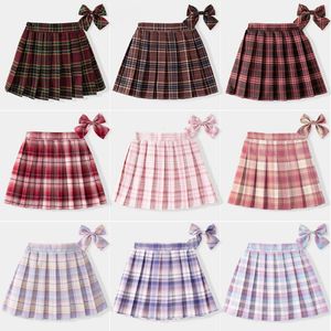 Été bébé pour tout-petit des enfants vestimentaires École uniforme Plaid Girls Jirt Botting Princess pliped jupes enfants jupe courte 240428