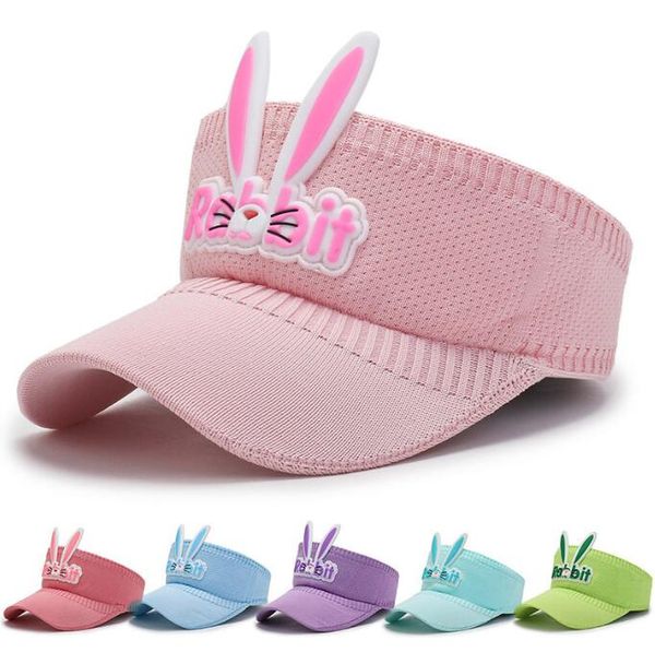 Gorro con visera de verano para bebé, gorro con visera de conejo de dibujos animados para niños pequeños, gorro informal para deportes al aire libre, sombrero elástico de punto transpirable