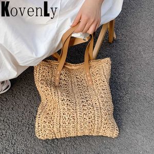 Zomertas voor vrouwen rattan weven tas op schouder Bohemia strand mode rietje weefschoudertassen lady rattan bakken handtas 230303