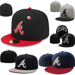 Zomer honkbal caps Bone Men Brand Hoge kwaliteit Sport Casual Braves A Letter Hiphop Outdoor Full gesloten gepaste hoeden