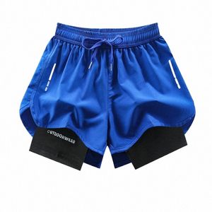 Zomerbasketbal shorts voor mannen Running Gym Shorts Quick Dry Sport Beach Shorts Dubbellaags Fitn mannelijke kleding 4xl A85Y##