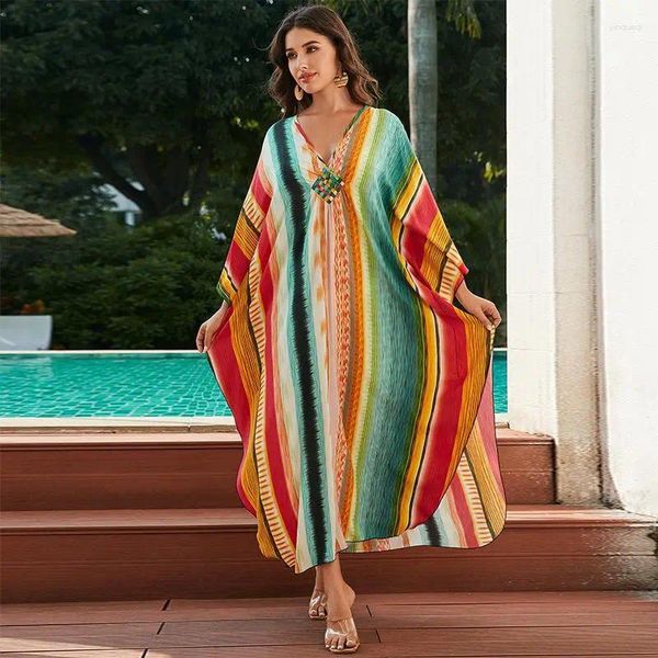 Robe de plage de plage d'été Boho Couvre de maillot de bain imprimé Boho Robes maxi élégantes