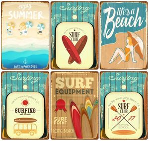 Summer Beach Poster Vintage Metal Painting 2023 Emaille Bord Miami Surf Club Art Painting Stickers Wall Decor voor Pub Bar Seasides Out5919175