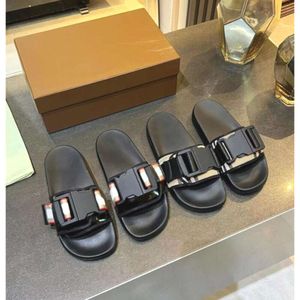 Zomer strand sandaal ontwerper slippers heren dia's vintage geruite slipper echte lederen schoenen met riem 501