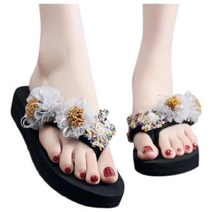 Sandalias De playa De verano, Zapatos De Mujer, Zapatos De Mujer, zapatillas De cuña De flores bohemias para niñas, zapatillas antideslizantes para senderismo y caminar