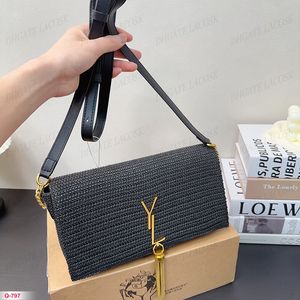 Bolso de playa de verano, bolso cruzado con borlas de paja, bolsos de hombro de diseñador, moda de playa, tejido trenzado, bolsos con letras pequeñas, monedero