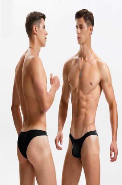 Été plage Sexy solide noir hommes maillots de bain bikinis taille basse serré maillots de bain Gay string maillot de bain slips Men039s5787577