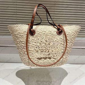 Vrouw Raffia Mand Stro Anagram Strandtas Schoudertas Zomer Lettertype Tote Vouw Shopper Handtas Heren Designer Luxe Emmer Pochette Weave Reizen Crossbody Clutch