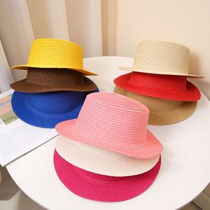 Été plage chapeau de paille mode ombre plate chapeaux femmes hommes casquette de Protection solaire vacances voyage casquettes Sunhat Sunhats 18 couleurs