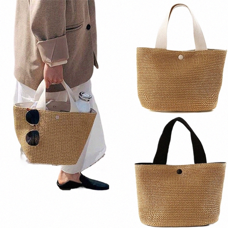 summer Beach Straw Shoulder Menger Bag Women Bohemian Woven Rattan Bucket Shoulder Handbag Handmade Crossbody Bags For Women k1F8#