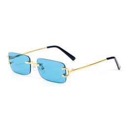 Lunettes de soleil de plage d'été Lunettes de conduite Lunettes de soleil pour homme femme Modèle 31368589 Cadre en argent doré de haute qualité sans monture Transparent Noir Marron Bleu Rouge Lentille avec boîtes