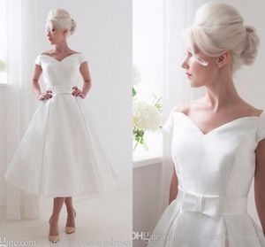 Été plage thé longueur robe de mariée 2022 col en v a-ligne robes de mariée Vestido de noiva curto robe de mariage