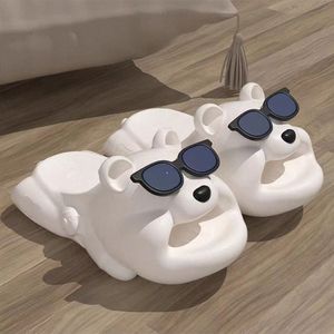 Pantoufles d'ours d'été pour hommes et femmes Cartoon Accueil Salle de bain Plate-forme antidérapante Sandales d'extérieur B4SI #