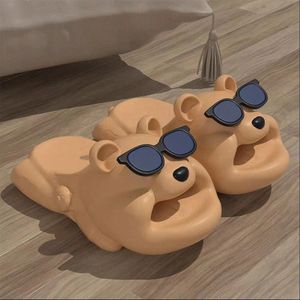 Pantoufles d'ours d'été pour hommes et femmes Cartoon Home Salle de bain Plate-forme antidérapante Sandales d'extérieur W5NZ #