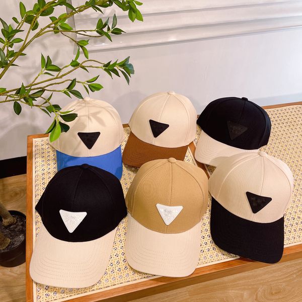 Summer Bi-color Panel Designer Ball Caps Couple Vacances Voyage Sports Triangle Lettre Broderie Casquette