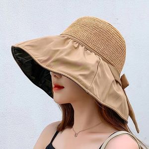 Zomer grote brede randzon hoeden vrouwen zonbescherming emmer opvouwbare petten zonnebrandcrème strand casual visser hoed