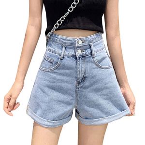 Zomerblauwe denim shorts voor vrouwen Koreaanse mode High Tailed vrouwelijke allmatch casual losse korte jeans vrouw 240403