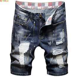 Summer Blue Mens Ripped Jeans Shorts Fashion Casual Denim plus taille 28-34 36 38 40 hommes Slacks 240429