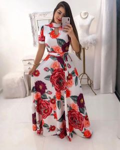 Vestido largo bohemio con estampado Floral de verano, vestido largo tipo túnica de manga corta, vestido informal de fiesta de noche a la moda para mujer