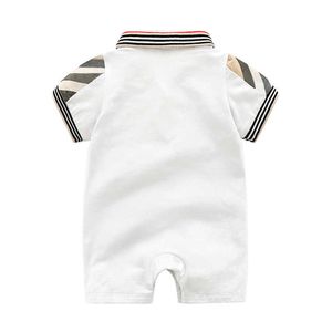 Zomer geboren babykleding katoenen plaid slanke revers korte mouw 3 6 12 maanden geboren babymeisjes rompers ropa para bebe h08 schattig cx