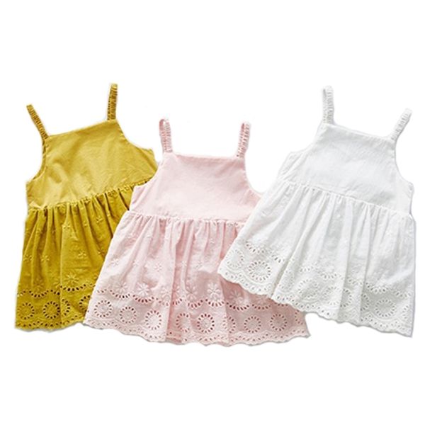 Été né infantile filles barboteuses petites fleurs robe à bretelles bébé sans manches coton pet vêtements 210417