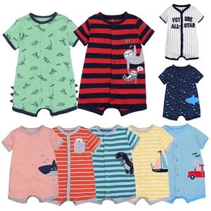 Vêtements d'été pour garçons combinaison en coton à manches courtes Roupas Menino pour bébé garçon Body costumes, 0-24M enfants barboteuses 210309