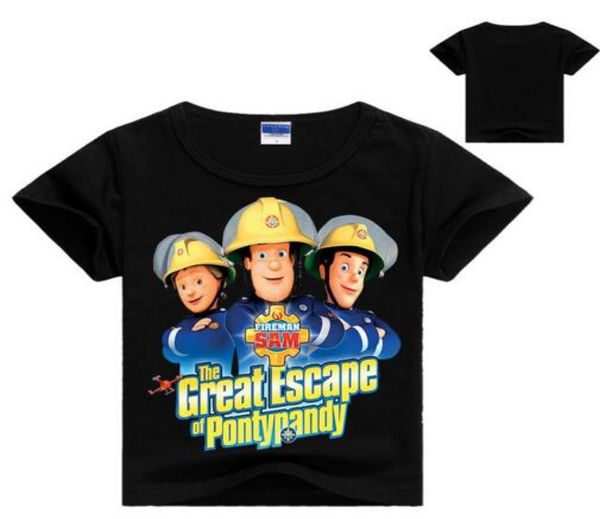 Vêtements de garçons d'été Kids Tshirt Boy 2017 Fireman Sam Vêtements Cartoon Cartons Côtes courts Enfants Fireman Sam Boys T-shirt Girls Tops3143094