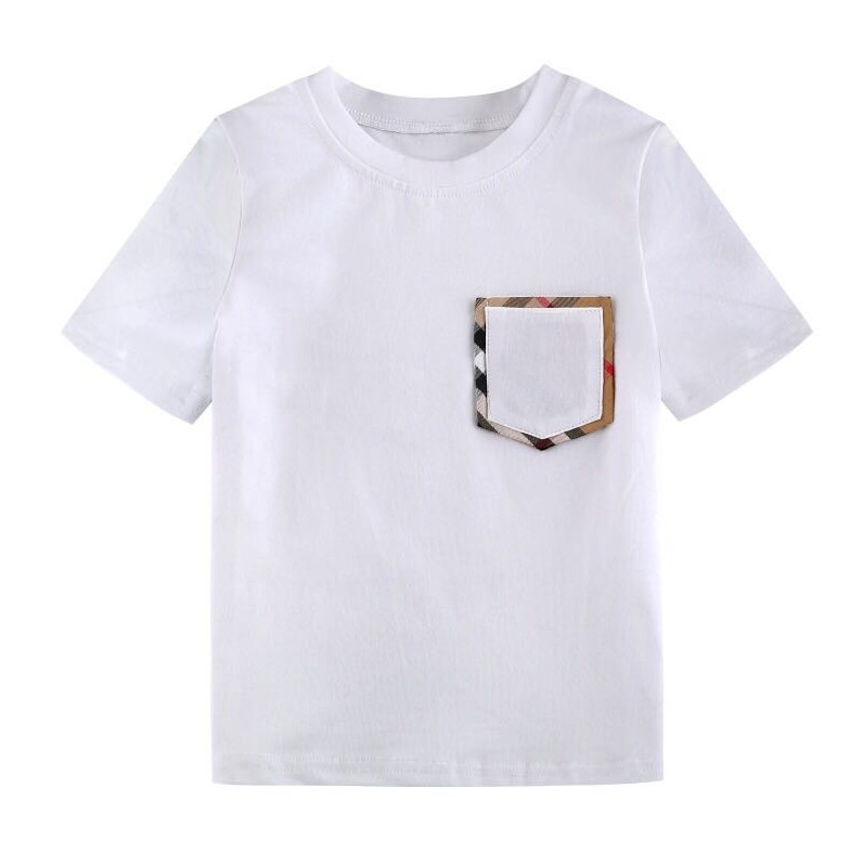 Sommarpojkar T-shirts Baby Round Neck Short-Sleeved T-shirts Vit bomull Fritid T-shirt Kids Casual Toppar Tees Barnskjorta 2-8T
