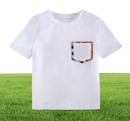 Été garçons Tshirt bébé rond cou shortsleeved tshirts plaid coton blanc tshirt kids kid