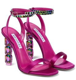 Verano marca Aura sandalias de mujer zapatos con incrustaciones de cristal diseño de tacón marca boda, fiesta, vestido señora tacones altos EU35-43
