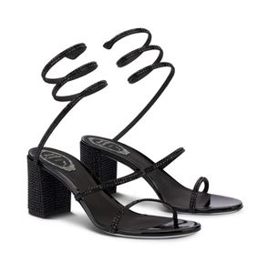 Zomermerk CLEO Women Sandals schoenen Renescaovilla's Crystal-verrijkte spiraalvormige wraps Wrapped Gladiator Sandalias Low-haked bruiloft, feest, jurk, avond