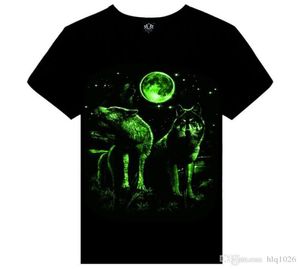 Ropa de la marca de verano novedoso hombre camiseta Homme 3D Glow in the Dark Luminoso T Shirt Men Wolf Impreso TEE de manga corta 4704930